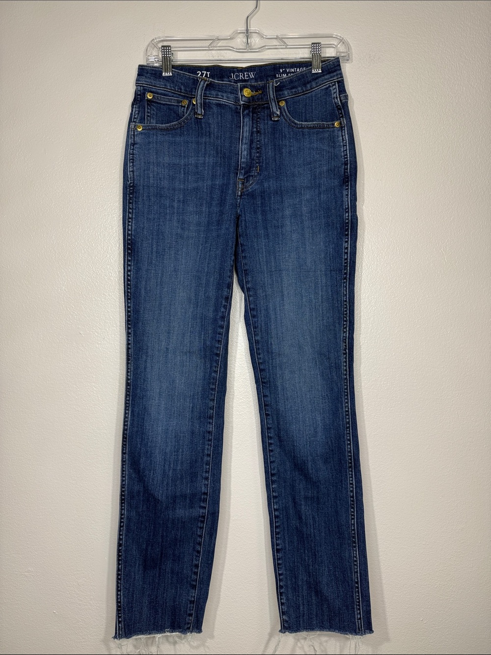 J crew vintage slim straight 9” jeans raw hem 27 Tall